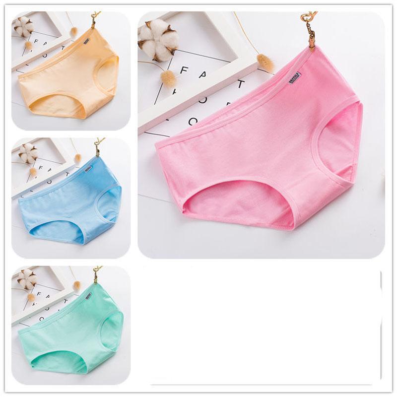 4 Pcs Women's Panties Cotton Girls' Panties Light and Breathable Trunks