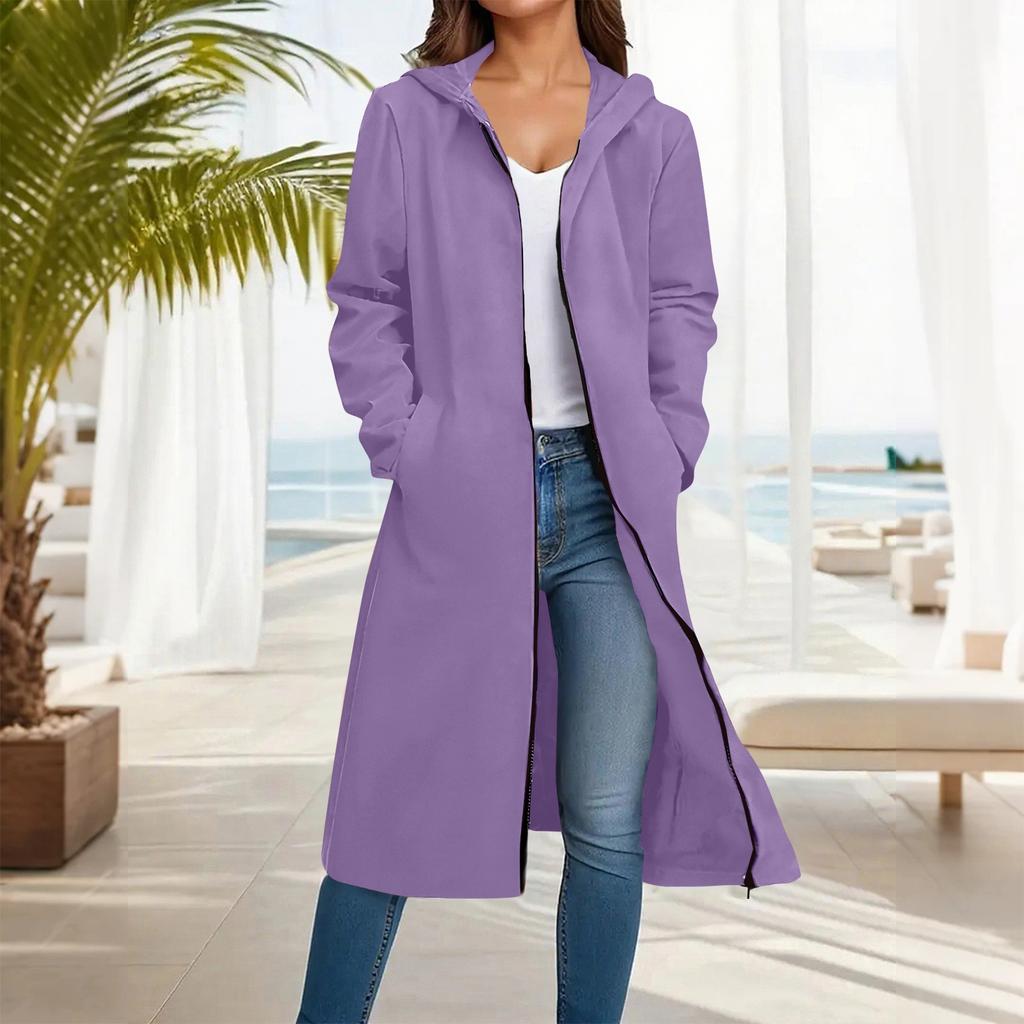 Women's Fashion Casual Plus Size Hooded Long-Sleeve Solid Jacket