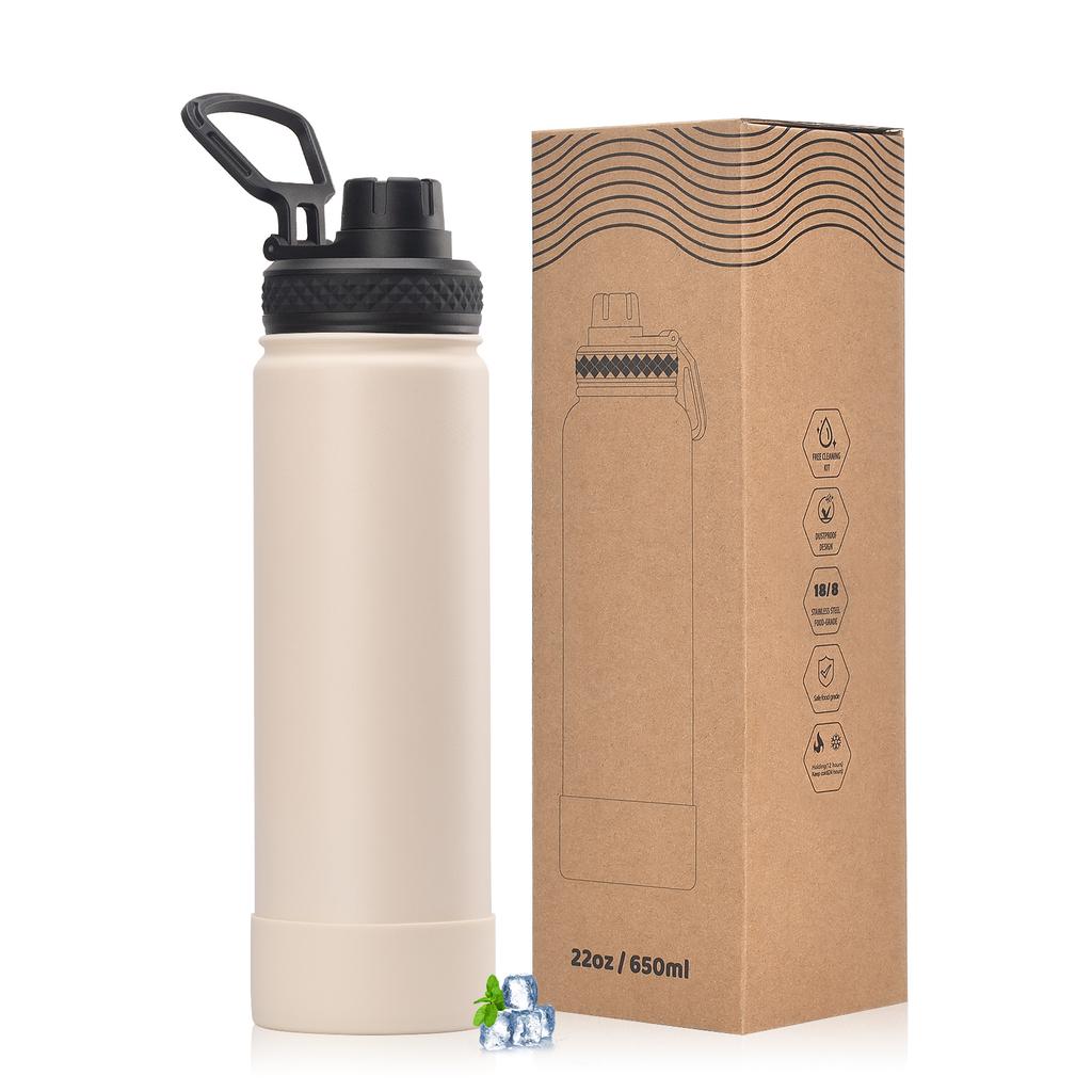 WATERSY Outdoor Sports Water Bottle Stainless Steel Vacuum Insulated 650ml Double Thermal Flask Coffee Mug for Hiking Gym Travel