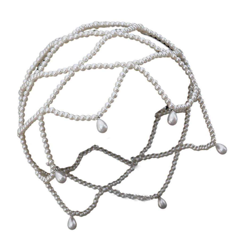 Handmade Pearls Weave Hat Elegant Bride Hat Women Casual Wedding Hairpiece for Bridal and Wedding Guests