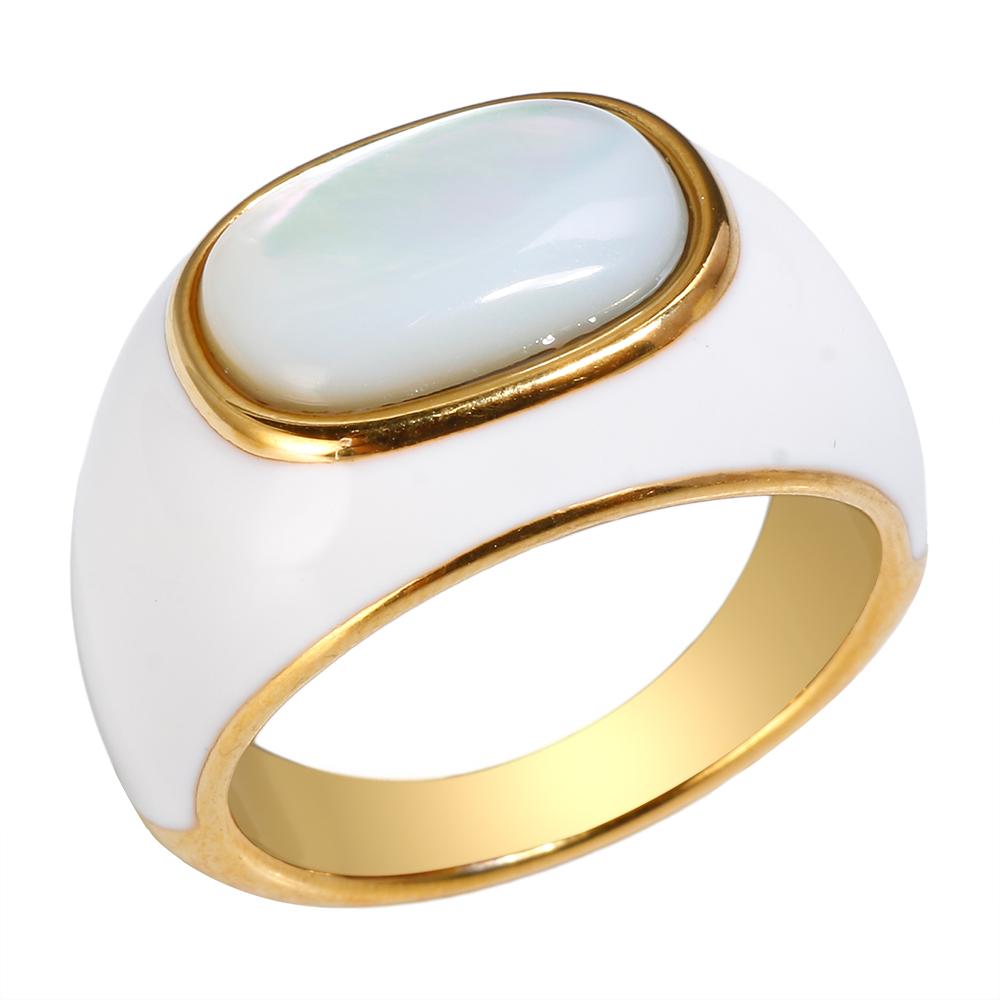 JOVO LOVE Высококачественное простое кольцо для женщин и мужчин из натурального камня павлина, белое перламутровое кольцо с глазурью, ювелирные аксессуары
