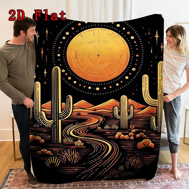 Desert cactus 2D Flat Pattern Flannel Blanket High quality All Seasons Warmth and Comfort Perfect for Christmas Gifts.MMT0918472