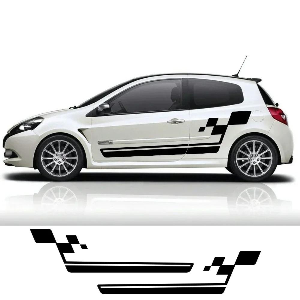 2PCS Car Side Door Skirt Stickers For Renault Clio RS R.S. 18 4 5 2012-2025 Racing Style Vinyl Decals Car Decoration Accessories