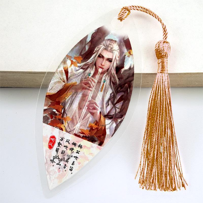 Chinese Style Four Beauties Leaf Vein Bookmark - Artistic Craft Gift