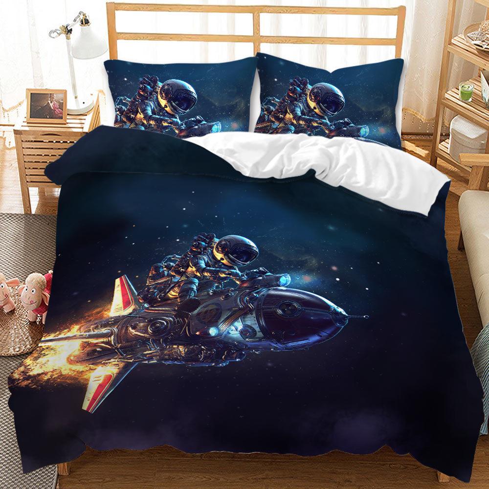 Space Galaxy Duvet Cover Set Polyester Comforter Cover With Pillowcase Queen Full King Twin Size For Kids Boys Girls Bedding Set