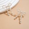 Pearls Beads Simple Earrings Pendientes Piercing Ear Stud Retro Bow Knot Stud Earrings  Decoration