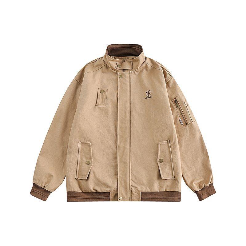 Autumn Oversize Bomber Jacket Men Vintage Baggy Coat Fashion Korean Streetwear Zip Up Outerwear Clothing Tops Male