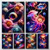 Colorful Abstract Space Composition Posters Planets Srtars Jellyfish Flowers Prints Canvas Wall Pictures Home Living Room Decor