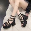 Fashion Comemore Summer Sandals 9CM Wedge Heels New Women Beach Thick Bottom Black Open Toe Casual Roman Shoes Ladies Heeled Sandales