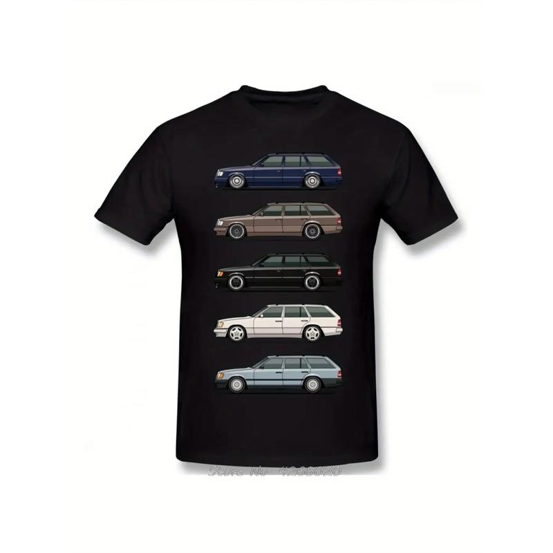 Мужская Классическая Новая Футболка с Коротким Рукавом для E-Класса W124 S124 | 100% Хлопок, Круглый Вырез, Микроэластичная Вязаная Ткань, Обычная Посадка, Подходит для Всех Сезонов