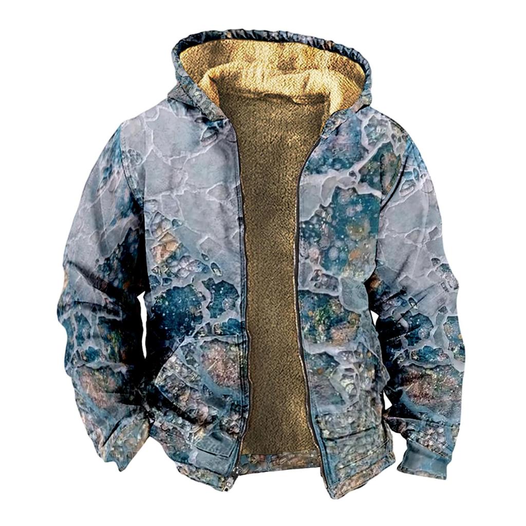 Мужской индивидуальный повседневный свитер на молнии с длинным рукавом и принтом, толстый хлопковый костюм, зимний костюм