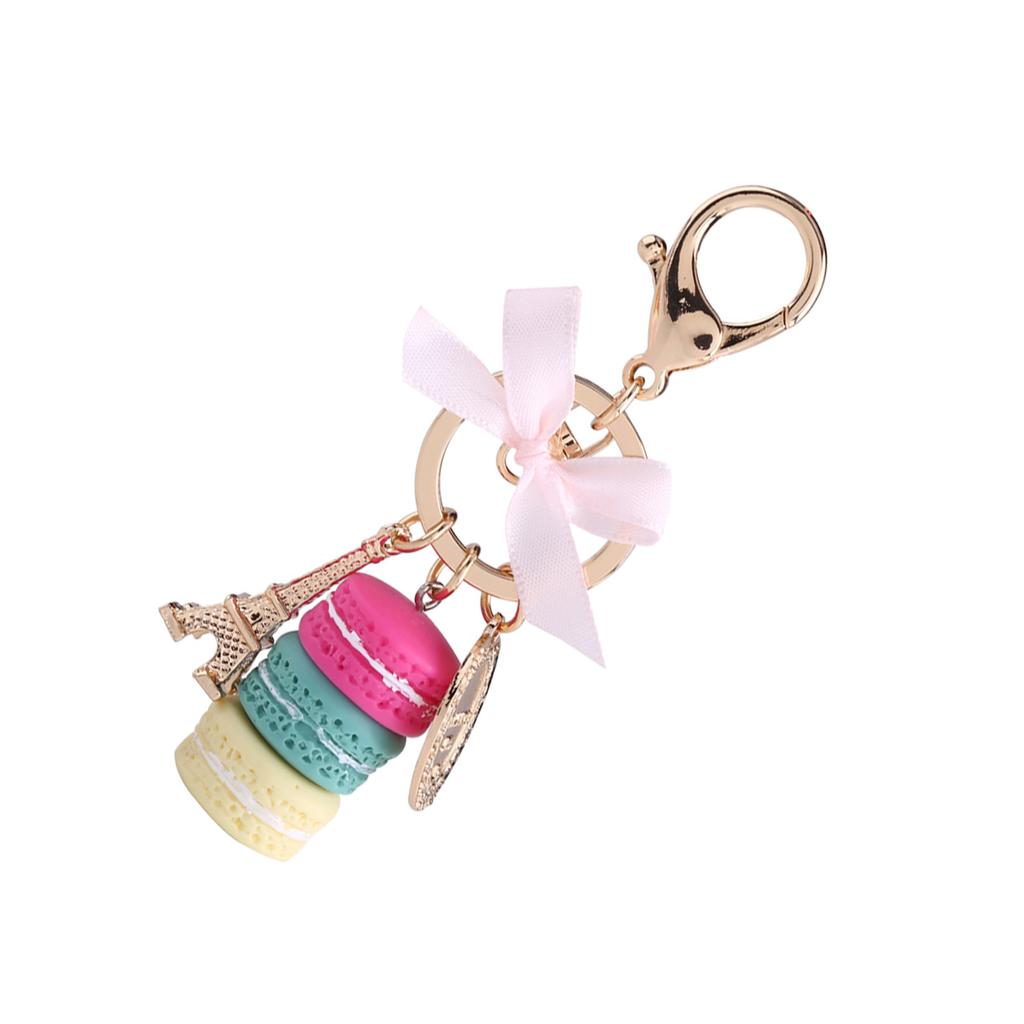 Colorful Cute Macaroon Eiffel Tower Keychain Keyring Bag Pendant Car Charm Decoration(Rose Red)