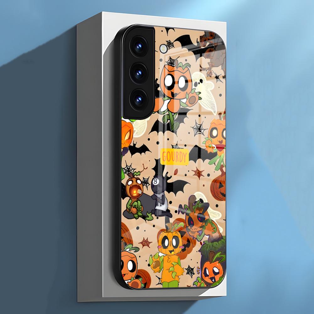 Чехол для телефона Gourdy D-Dandys W-World для Samsung S26 S25 S24 FE S23 S22 S21 Plus S20 Ultra Note20Ultra Черная стеклянная крышка
