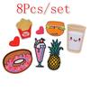 Mix Cartoon Foods Fruit Water Heart Embroidery Iron On Patches Clothes Appliques Sew 8pcs/lot