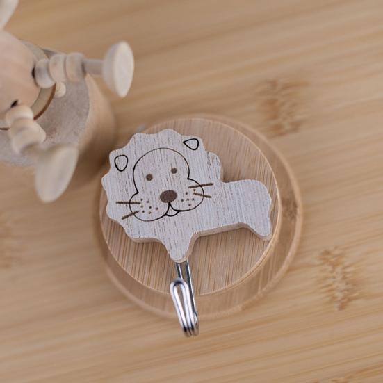 6 шт. Крючки для одежды Вешалки для полотенец Высокая грузоподъемность Легко установить Самоклеящиеся Деревянные Настенные крючки в виде мультяшных животных