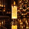 Decorative Table Centerpiece Christmas LED Candle Lamp, Glimmering Glitter Glow Lantern with Battery Operated Night Light Simulated Flame, Holiday