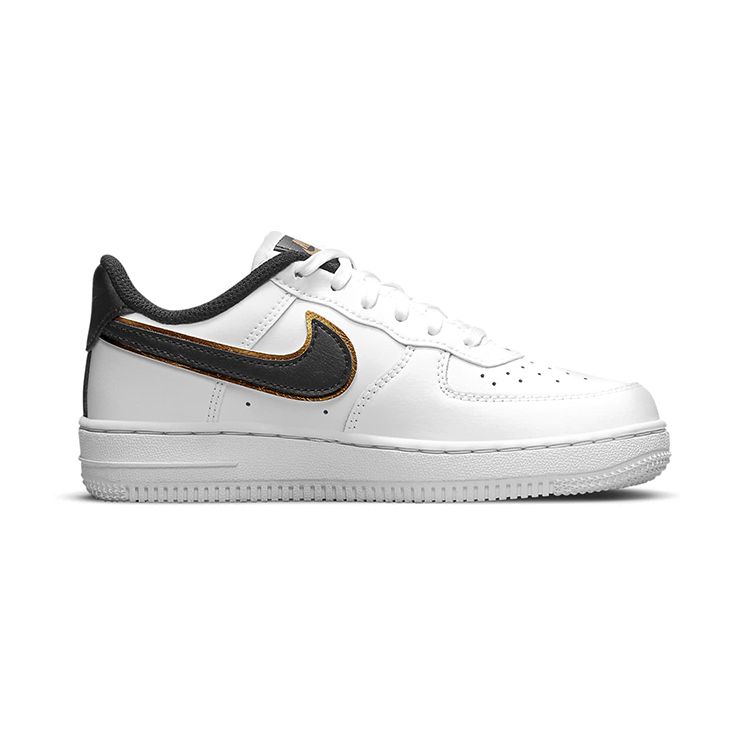 Nike Force 1 LV8 PS Metallic Swoosh Pack — Детские кроссовки белые металлик-золотой черный DM3386-100