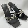 Autumn new super high heel cross rhinestone square head open toe sandals women's silk sexy stiletto high heels