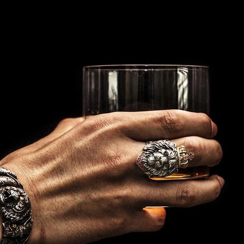 FDLK Новый Ретро Стиль Крест Корона Лев Животное Кольцо Мужское Властное Готическое Панк Хип-Хоп Рок Аксессуары Подарок Оптовая Продажа