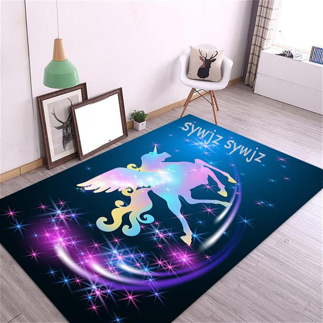 3d Unicorn Pattern Floor Mat Home Antifouling Rectangular Carpet Wedding Kitchen Living Room Dining Table Coffee Table Mat