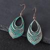 Bohemian Vintage Geometric Oval Silver Color Hook Earrings