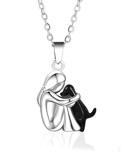 Dafne Girl and Dog Hug Necklace