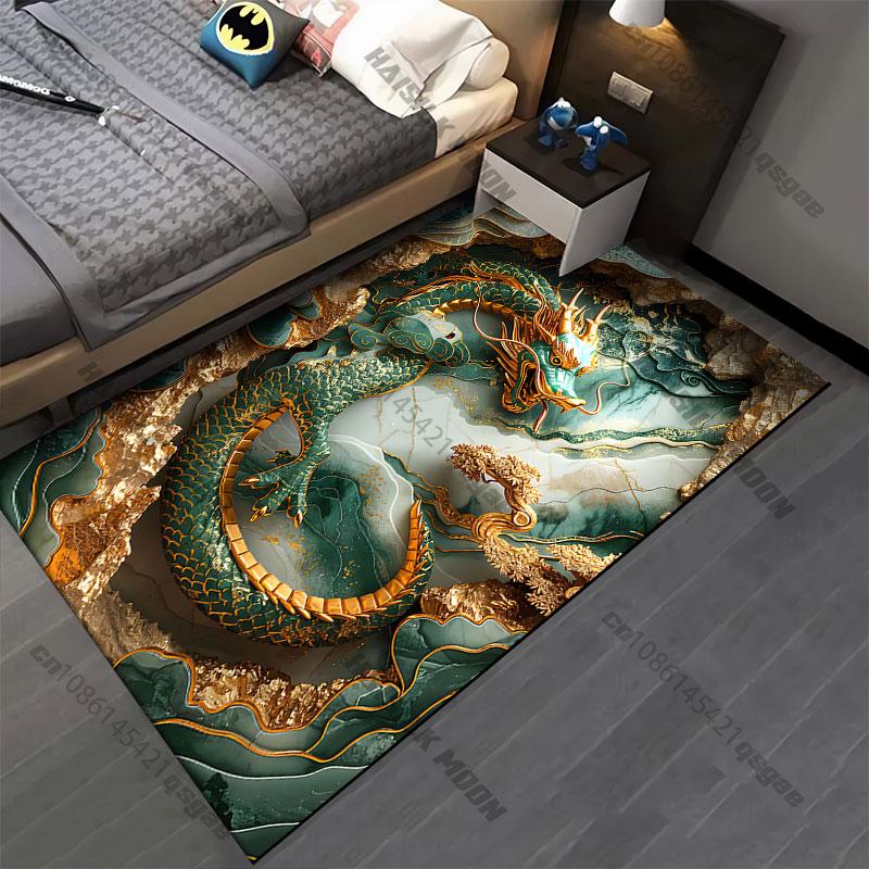 Majestic dragon within mystical cave carpet Yoga living room room decor children's crawling mat doormat area rug