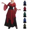 Dress For Women Stage Costume Halloween COS Retro Solid Color Waistband Dress Party Evening Night Long Dress