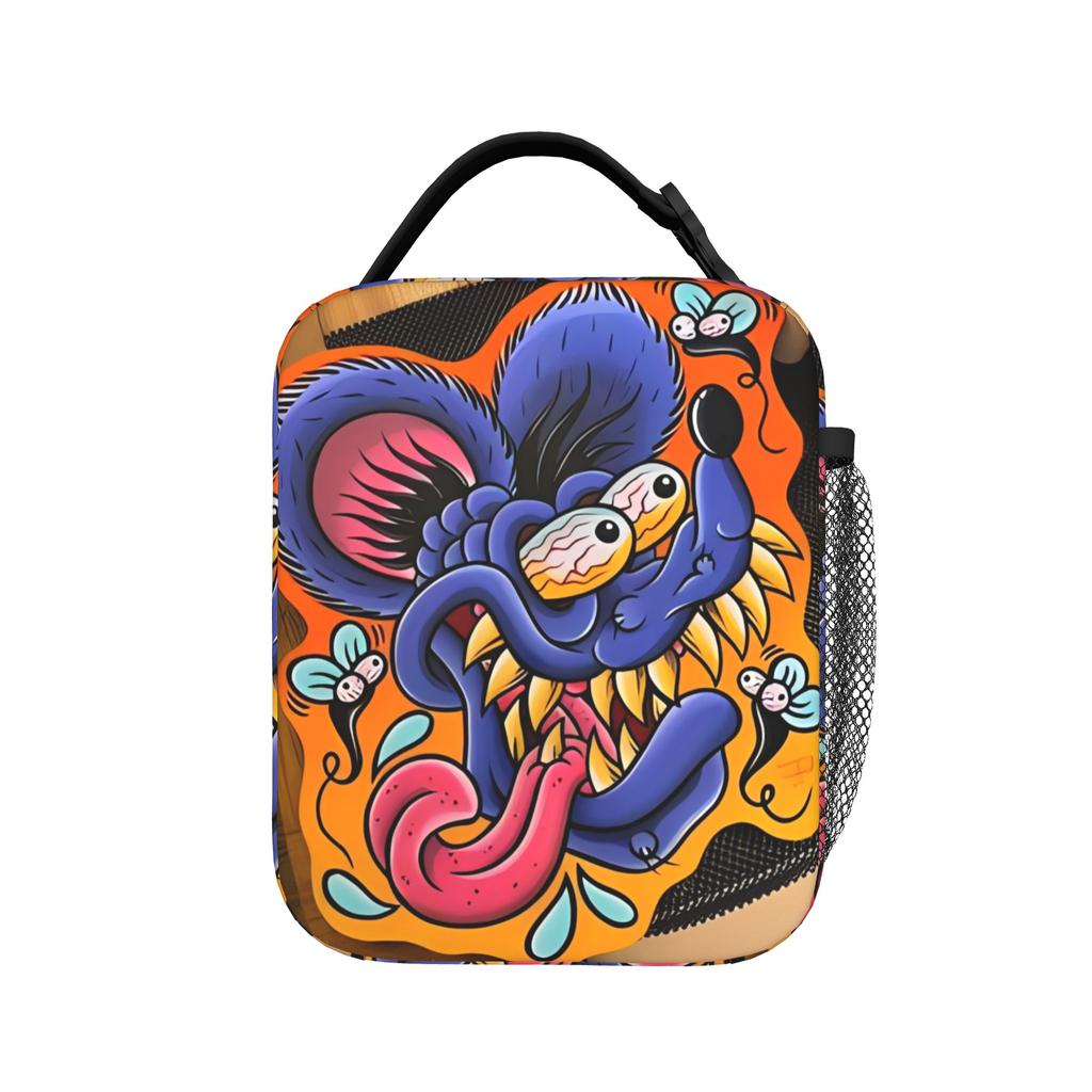 Custom Anime Cartoon Rat Fink Lunch Bag School Lunch Box For Women Cute Graphic Design Thermal Lunch Bags Portable Cooler Bag