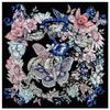 New Hot Shawl Twill Silk Scarf Hand-painted Butterfly Flowers Hijab 130cm Square Scarves  Kerchief Woman Headband Scarf&Wraps