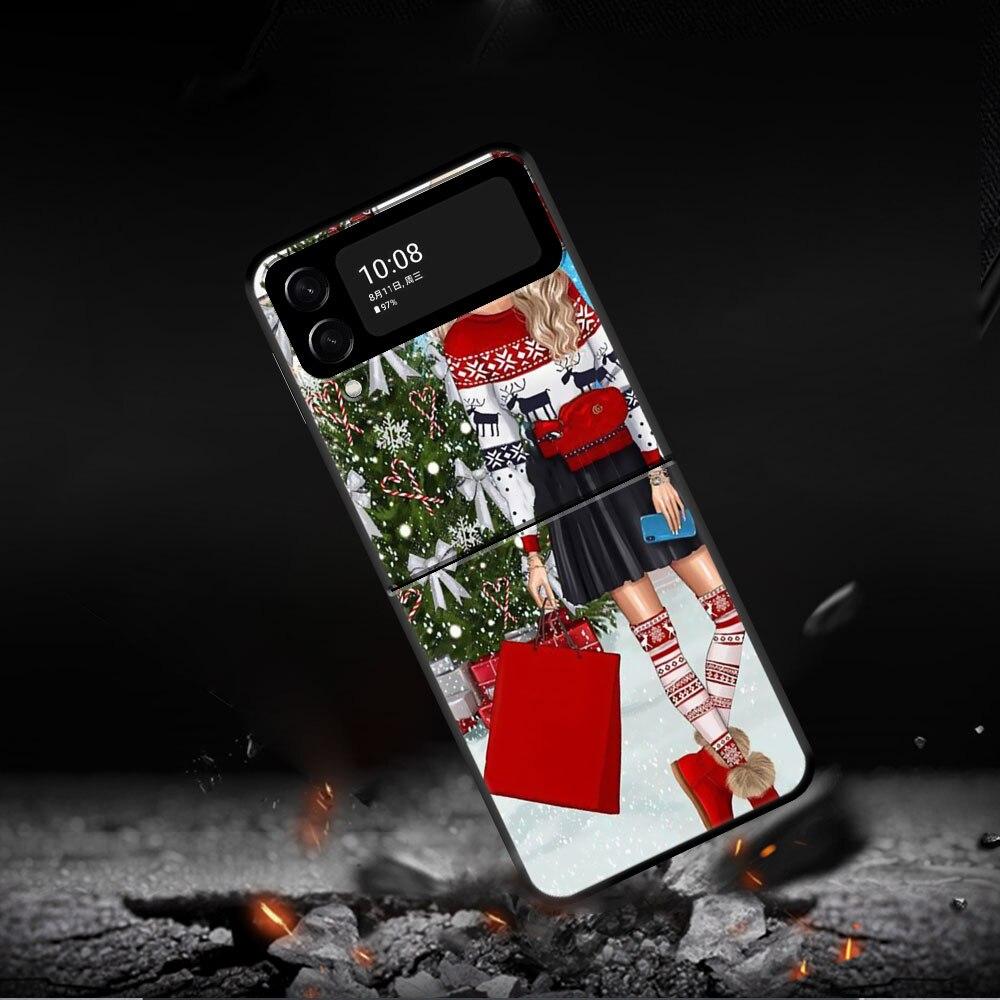 Подарочный чехол для телефона «Рождественская елка для девочек» для Samsung Galaxy Z Flip Z Flip3 5G Z Flip4 Жесткий матовый корпус из ПК