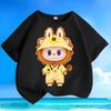 LABUBU Cartoon Twelve Constellation Print Kids T Shirts Black Boy Girls Short-Sleeved Top Trend Clothes Gift