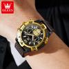 OLEVS Mens Quartz Chronograph Watch Leather Strap Date Calendar Luminous Hands Waterproof Military Sport Male Wristwatch Reloj