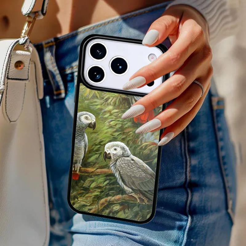 Чехол для телефона с африканским серым попугаем Для iPhone 17 Air 14 15 13 12 Max Чехол Для Apple 14 15 16 16e 11 Pro Max Plus Coque