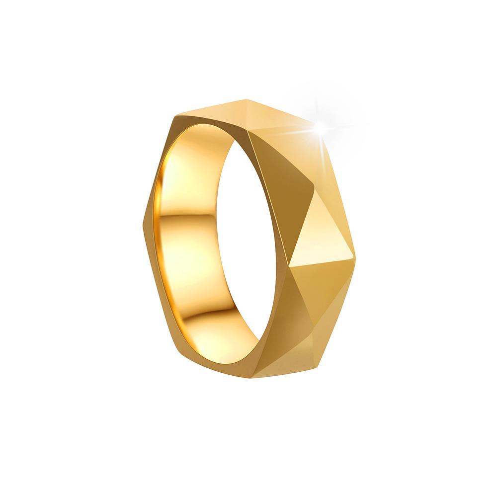 New Titanium Steel Ring Men's Jewelry 6mm Rhombus Facet Ring Simple Geometric Style Ring