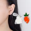 Ear Studs Asymmetric Funny Mini New Trend Gift Personality Cute Rabbit Carrot Women