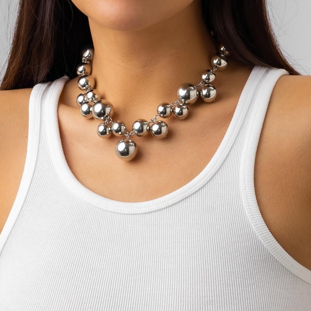 1 Piece Irregular Size Metal Ball Necklace, Niche Unique Style, Suitable for Daily Wear / Street Style / Party Accessories