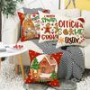 New Style Pillow Case Christmas Letter Decoration Gingerbread Man Print Linen Sofa Bedside Pillow Case