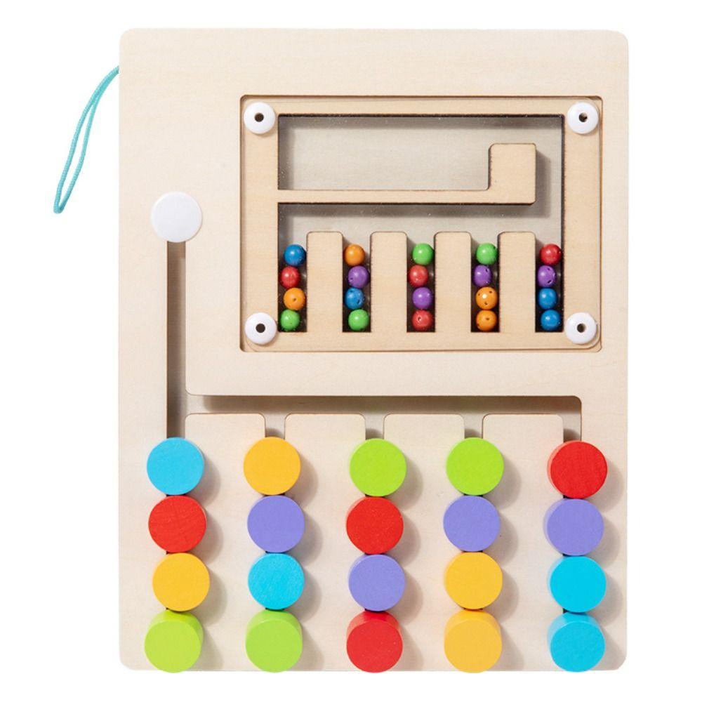 Color Sorting Montessori Sliding Puzzle Board Wooden Wooden Rolling Toy Fine Motor Training