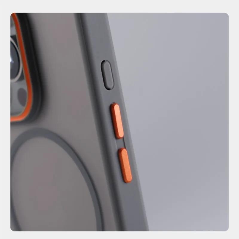 Роскошный Простой Чехол для Телефона Magsafe для iPhone 17 16 15 14 13 12 17 Pro Max Матовый Контрастный Цвет Беспроводная Зарядка Жесткий Бампер