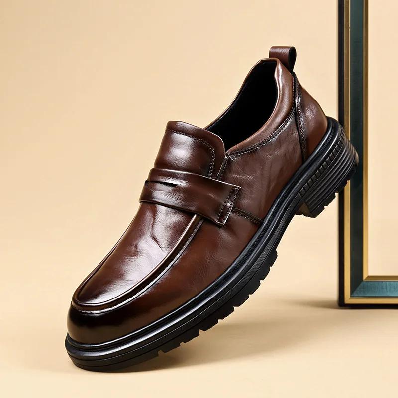 Модные британские деловые мужские новые лоферы весна-осень нескользящие дышащие мужские туфли новые дизайнерские модные повседневные туфли из коровьей кожи для мужчин