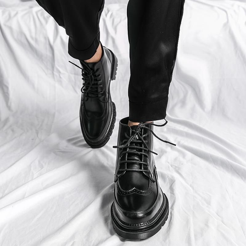 Модный дизайн Мужские повседневные ботильоны Мужские модные мотоциклетные ботинки Мужские кроссовки на шнуровке Новое поступление Британские винтажные кожаные ботинки