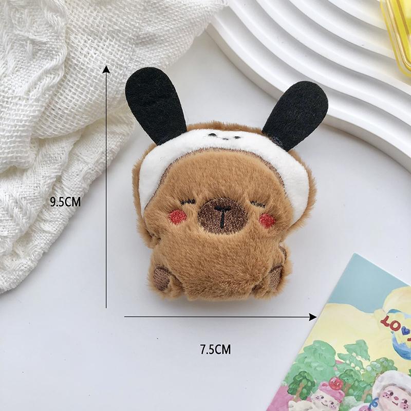 Милая капибара, плюшевая кукла, брошь, пушистая, мягкая, набивная одежда, значок, булавки, украшения для рюкзака, аксессуары