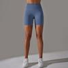 New European and American Solid Color Jacquard High Waist Belly and Hip Yoga Shorts Running Fitness Three-point Pants Women