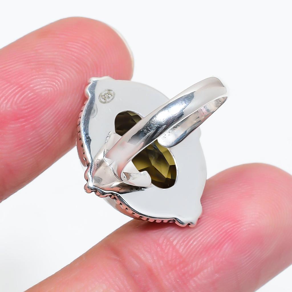 Кольцо Smokey 925 Sterling Silver V6432, коричневое кольцо, овальное кольцо, подарок на День святого Валентина, подарок для нее, подарок на день рождения, украшения ручной работы, серебряные украшения, Uniq