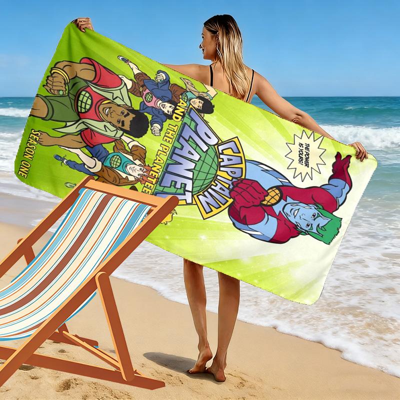 Captain Planet 2D Flat Print Beach Towel, Large Soft Quick Dry Towel for Beach Camping SwimmingSSTJ0917062
