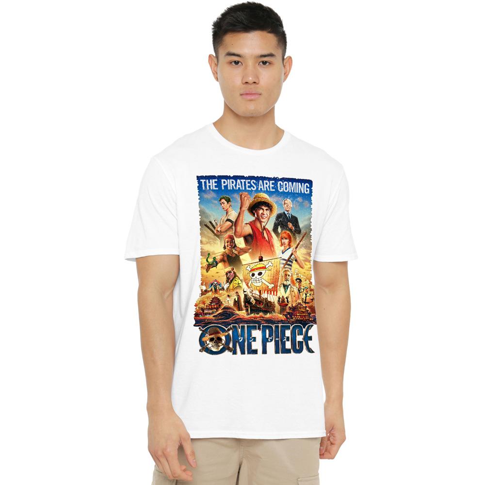 One Piece Мужская футболка с постером «Пираты идут»
