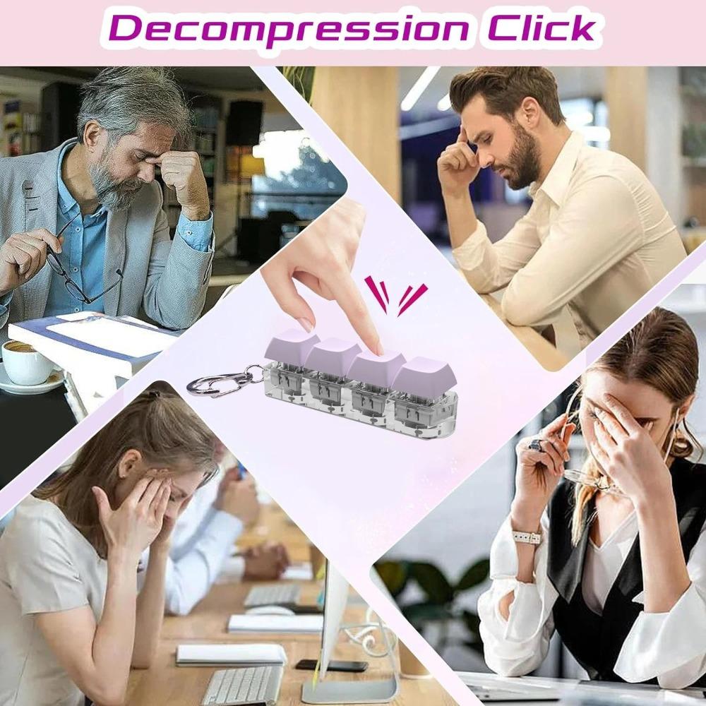 with Keychain 4-button Shaft Tester Diy Keycaps Toy Keyboard Keychain Keyboard Fidget Toys Adults