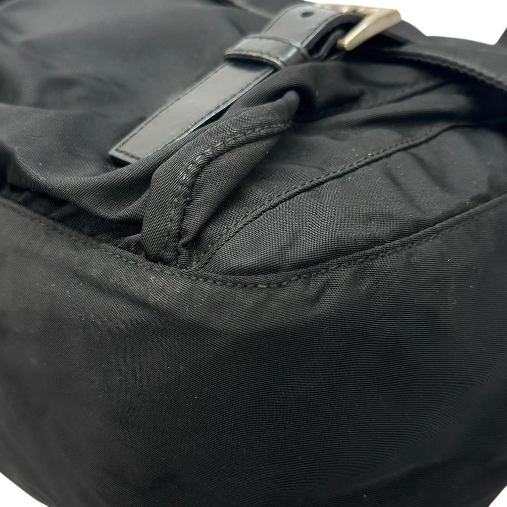 PRADA Triangle logo Shoulder Bag black unisex used