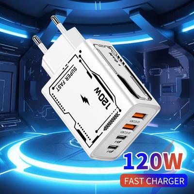 4 порта USB зарядное устройство 120 Вт PD Type C быстрая зарядка телефона зарядное устройство адаптер для iPhone Samsung Xiaomi EU/US Plug быстрое зарядное устройство